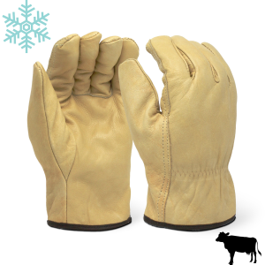 Biscuit Brown Pile Lined Cowhide Driver Glove